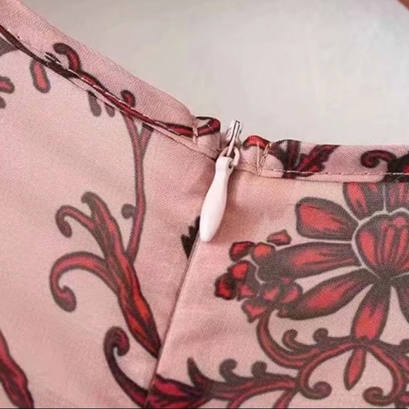 Long Sleeve Boho Floral Gypsy Print Dress Pink - Picture 12 of 14